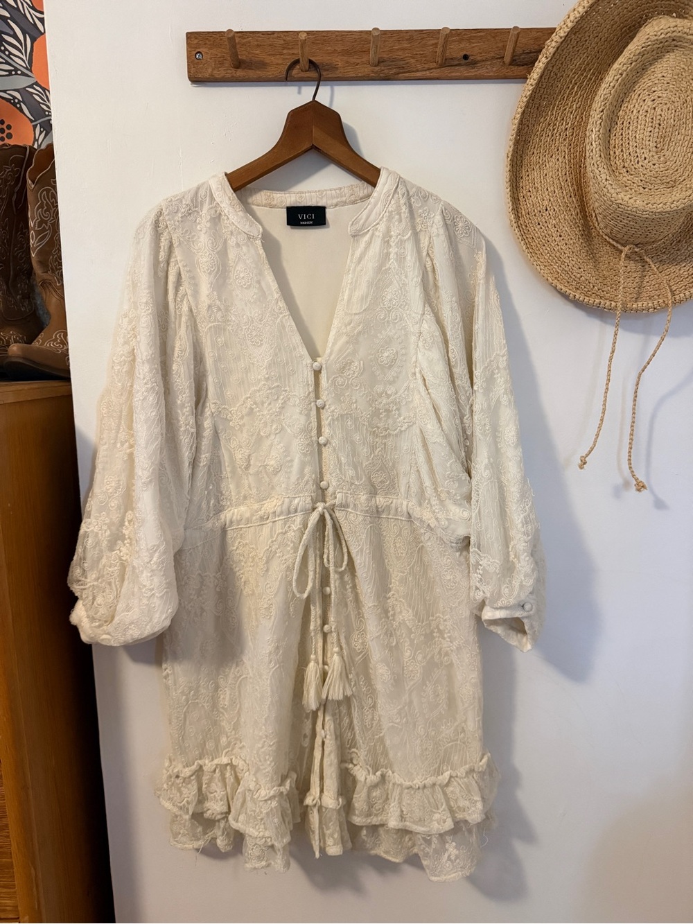 Vici Cream Lace Mini Dress